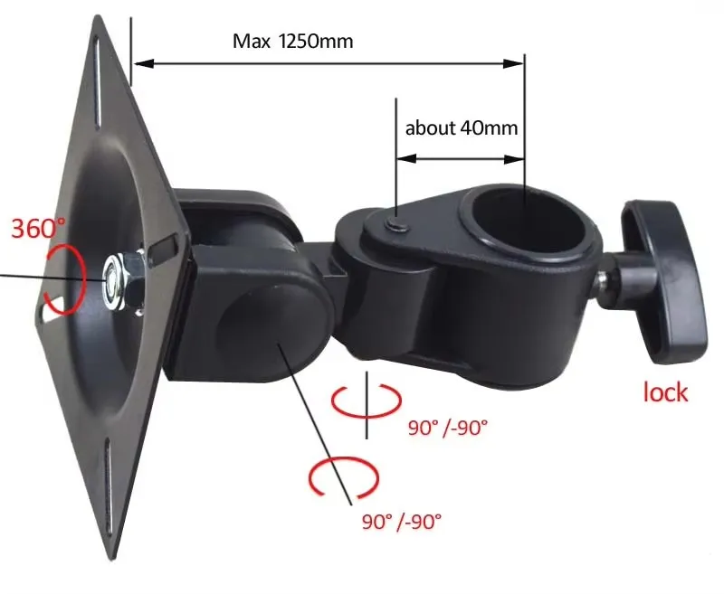 20kg T900-ARM Full Motion Monitor Mount Parts 10' 24' 27' Tilt Swivel LCD Wall Bracket 360 Rotate Monitor for 35mm Pipe Mount - view 3