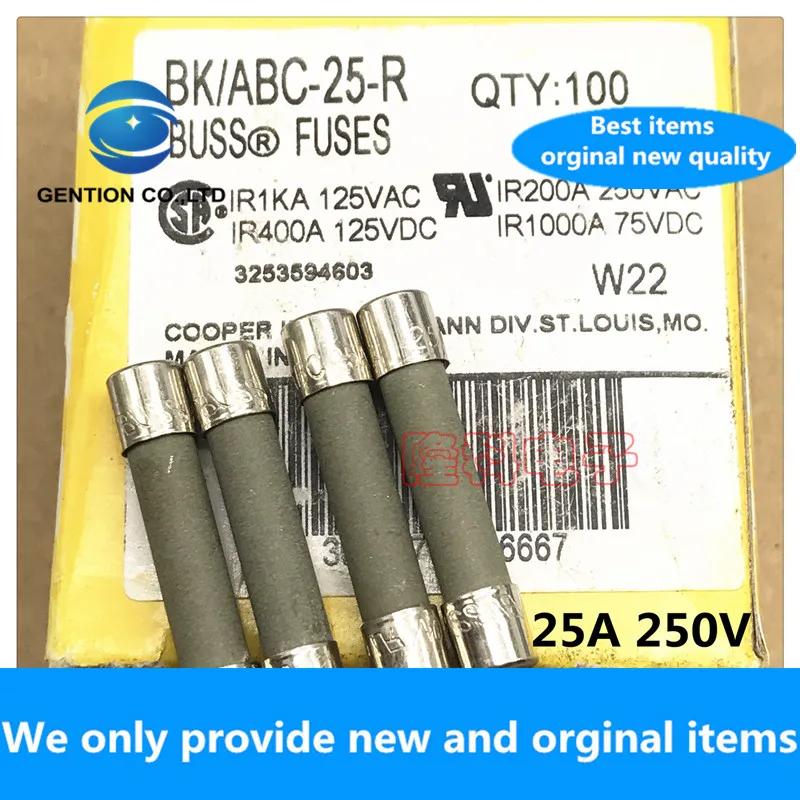 10PCS 100% New original BK/ABC-25-R 25A BUSS imported ceramic fuse 6X32 fuse ABC25A