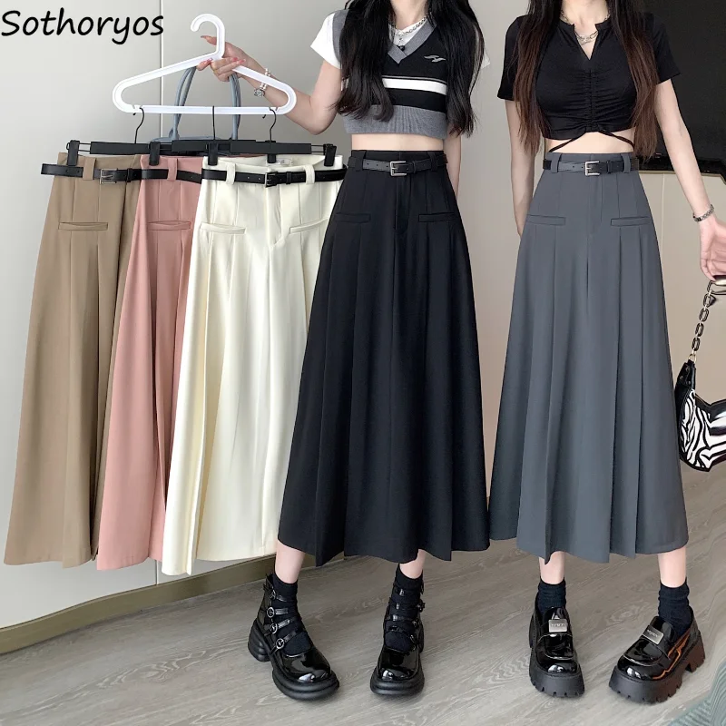 

Skirts Women Folds 5 Colors Hotsweet Creativity Students All-match Daily Basics Popular Vintage Korean Style Elegant Casual Pure