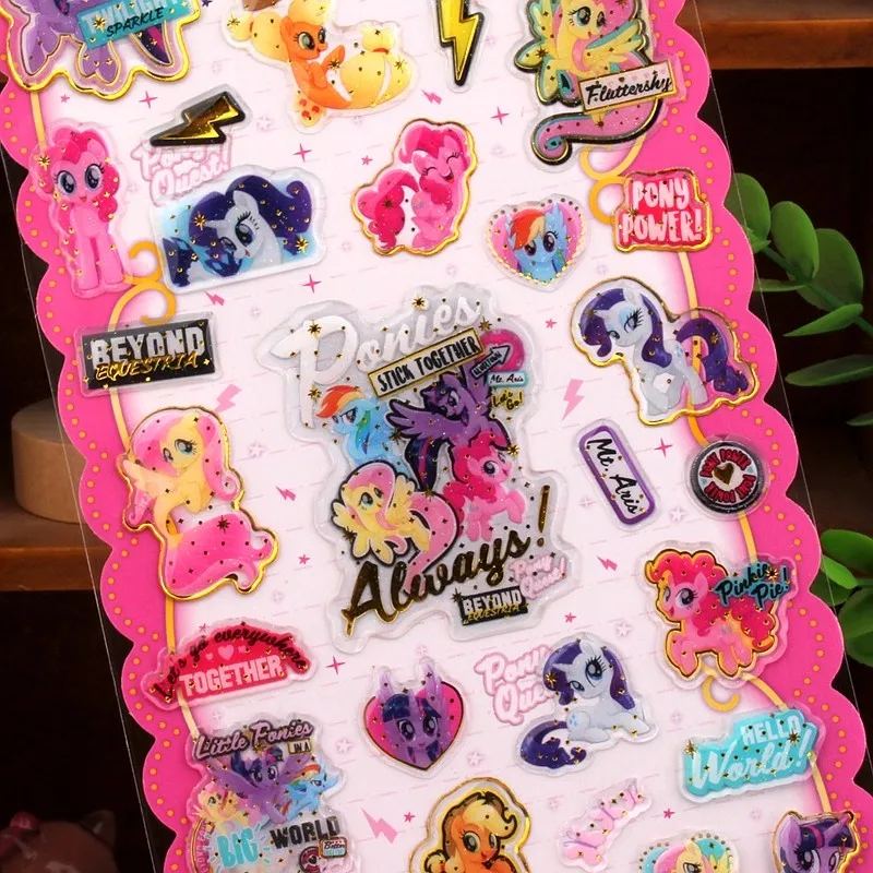 Adesivos de cristal de resina dourada My Little Pony, capa de celular, laptop, caneca, bagagem, guitarra, adesivos decorativos, 1 peça