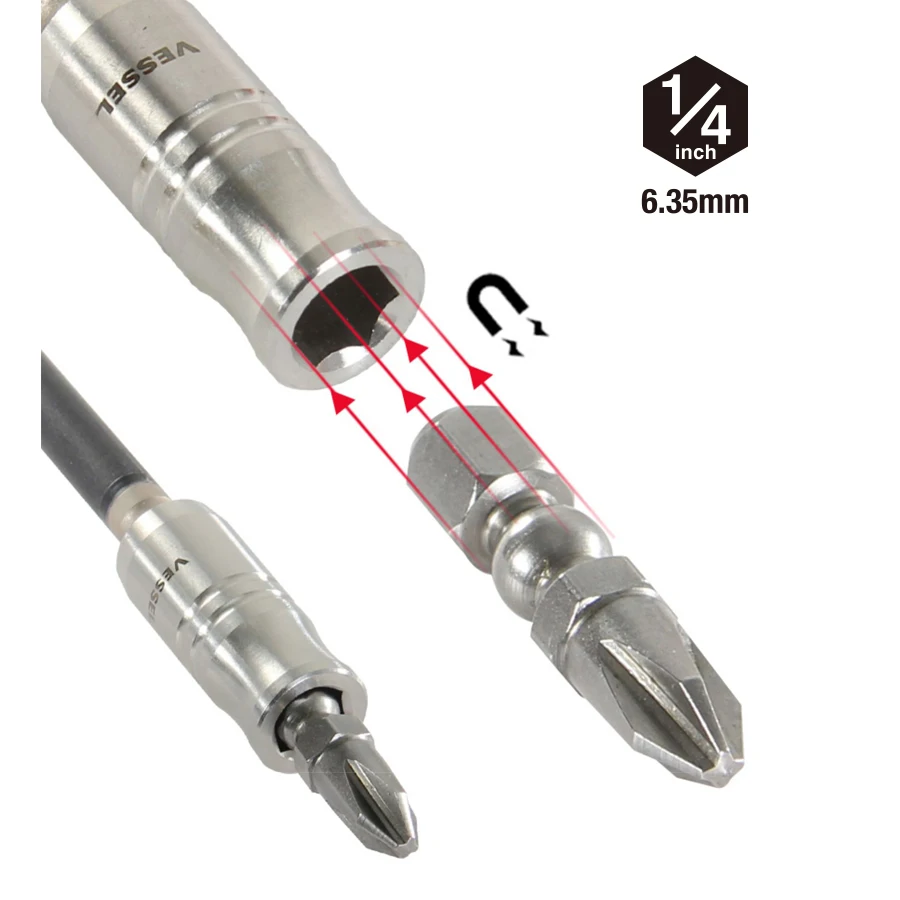Vessel 2200MBH Ball Grip Ratchet Screwdriver with Bit Holder for Maintenance Work Replaceable Shank Unit Screwdrivers