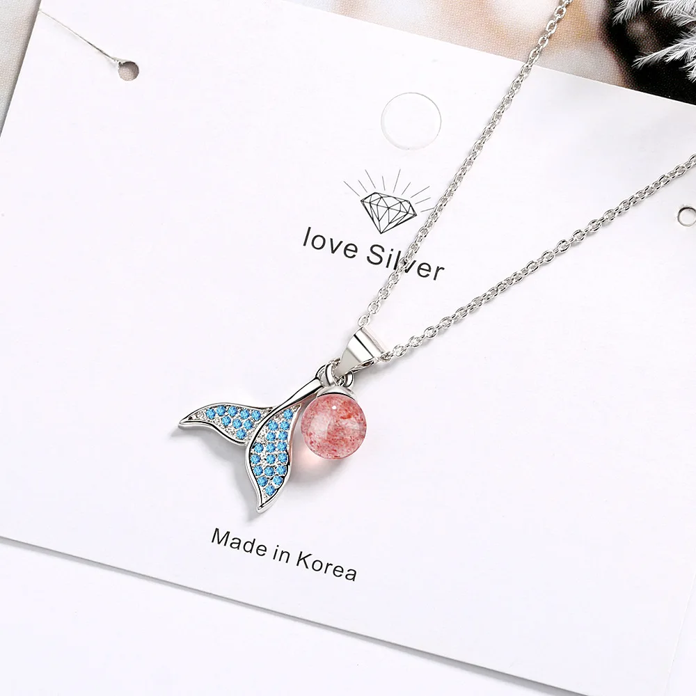 

925 Sterling Silver Strawberry Crystal Elegant Necklaces For Women Fashion Luxury Quality Fine Jewelry Wholesale Jewellery