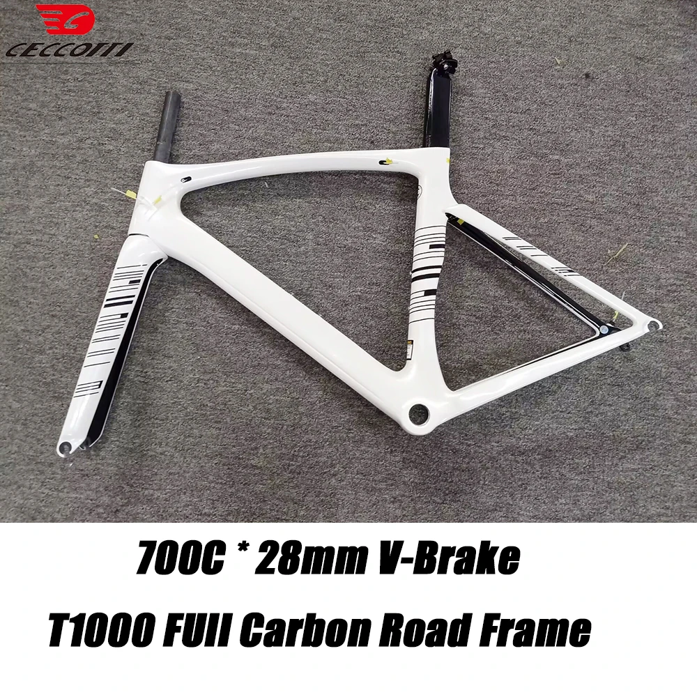 700C X 28C Full Carbon Road Bike Frame BB68 Bicycle Frameset DIY Color V-Brake Bike Framework