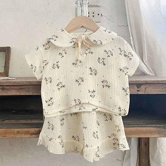 Baby Mädchen Kleidung Anzug Kurzarm Baumwolle Gedruckt T-Shirt + Shorts Neugeborenen Baby Mädchen Kleidung Anzug Für Sommer Sets Koreanischen stil – Detail 1