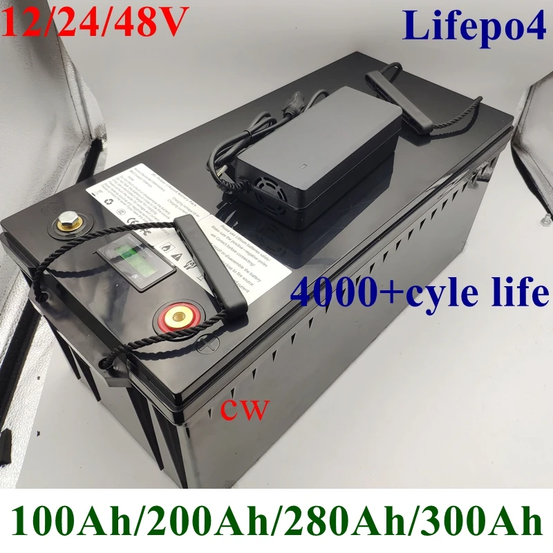 CW 12V 24V 48V 100Ah 200Ah 280Ah 300Ah 400Ah LiFePo4 Battery Lithium Iron Phosphate Batteries For Solar Boat inverter Golf Cart