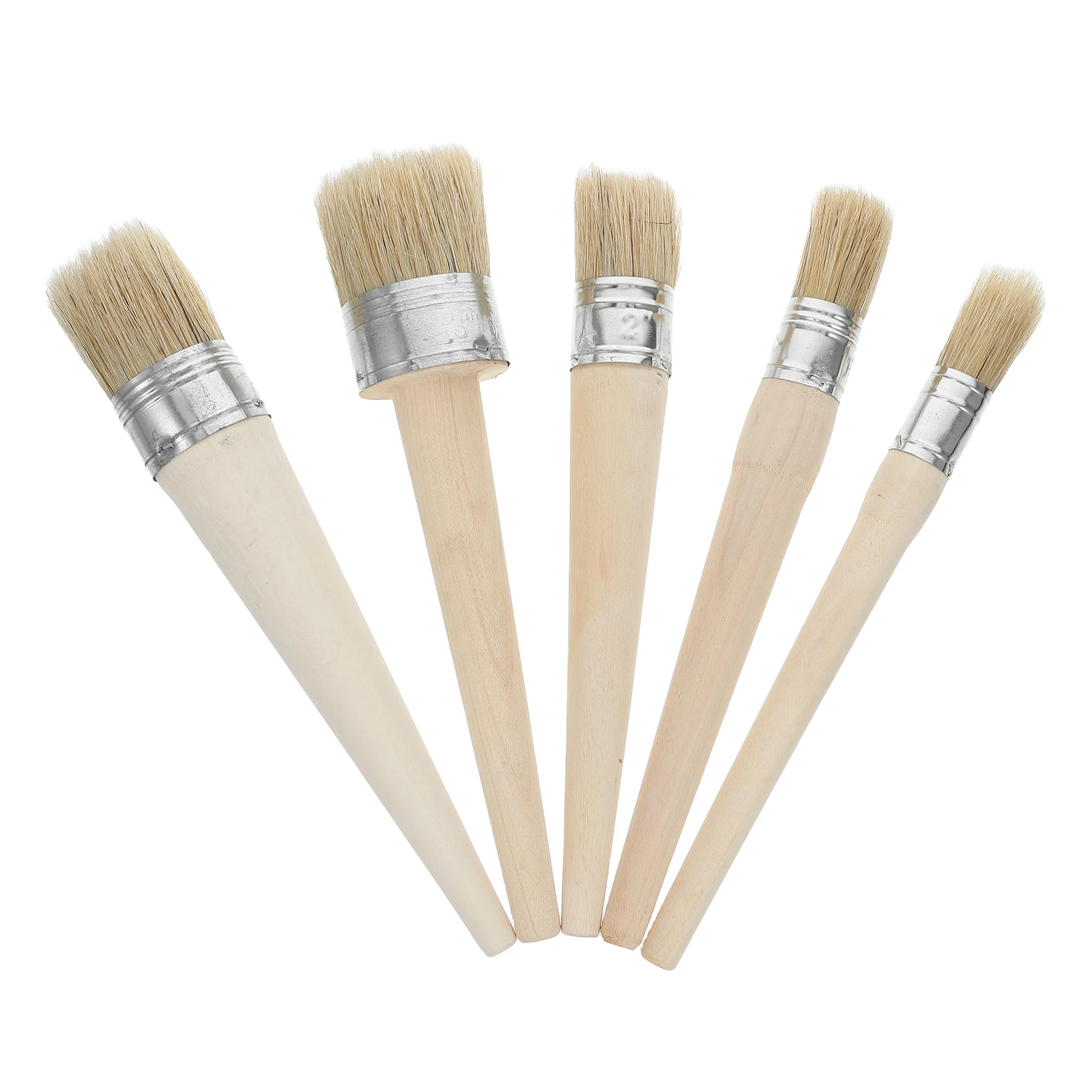 

5PCS Paint Brush Furniture Wax Chalk Woodworking Decor Round Flat Long Handle Durable Bristles Smooth Application Home