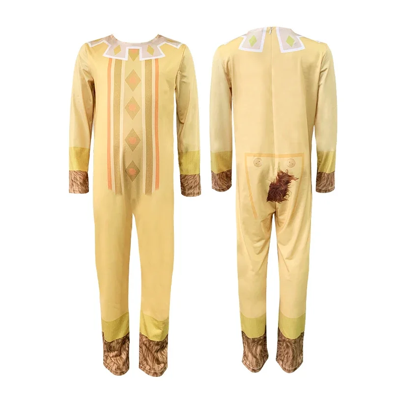 Unisex Movie Boy Girl Cute Yellow Sheep Jumpsuits With Mask Purim Halloween Cosplay Wish Valentino Child Costume