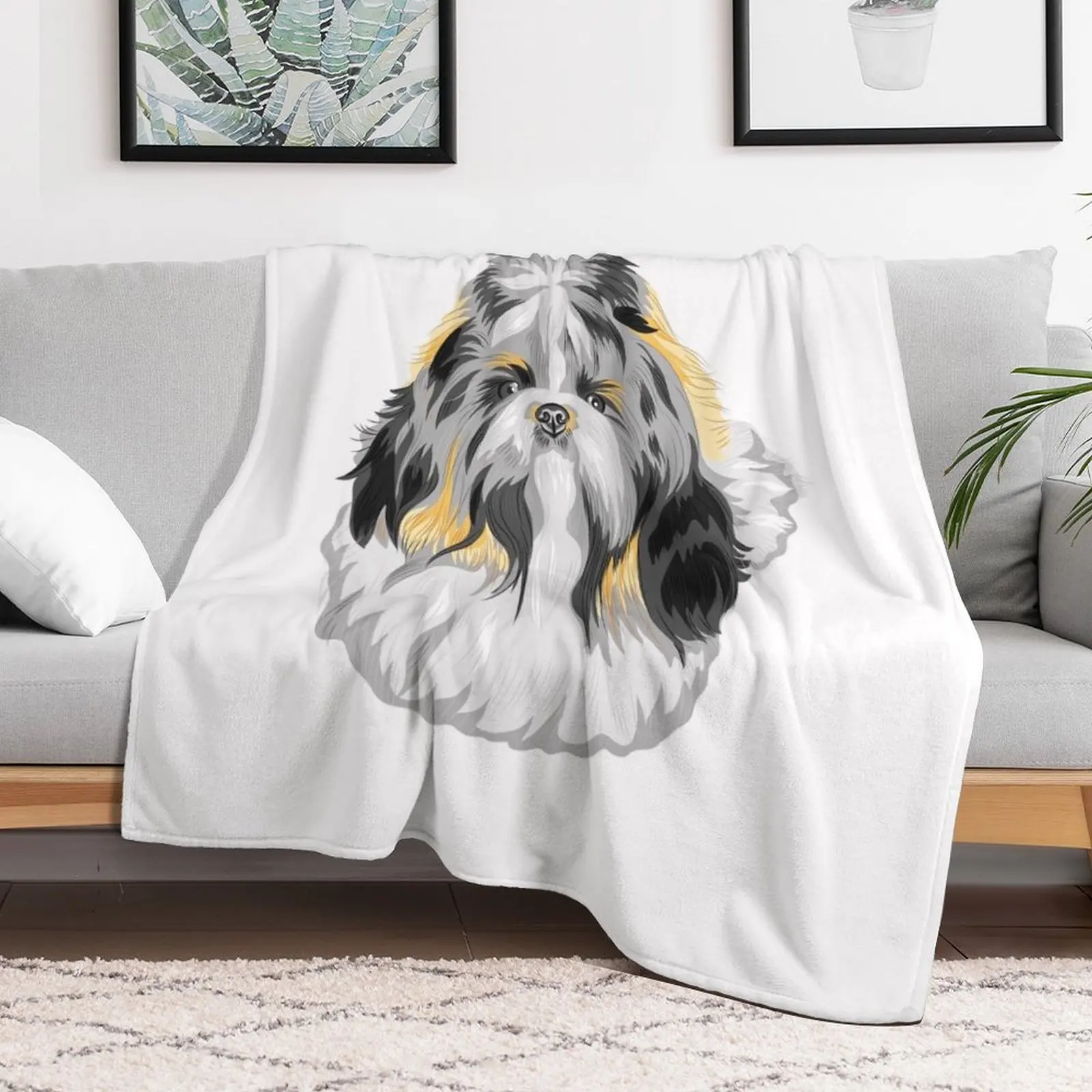 Shih tzu dog breed sketch cute little beauty long hair Throw Blanket Tourist halloween Extra Large Throw cosplay anime Blankets