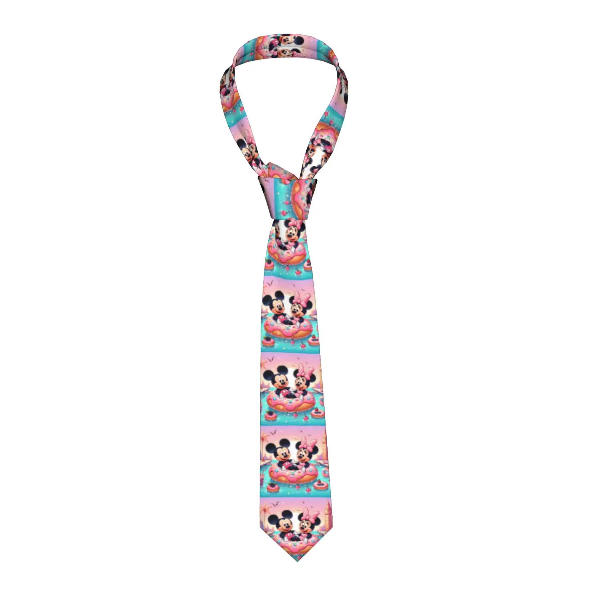 

Классический галстук с Микки и Минни Маусами для бизнеса, индивидуальный дизайн, мужской, в стиле аниме, кавайный, мультяшный
