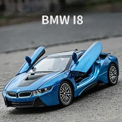 1:32 BMW I8 Supercar Alloy Car Diecasts & Toy Vehicles Model samochodu Dźwięk i światło Zabawki samochodowe Prezenty