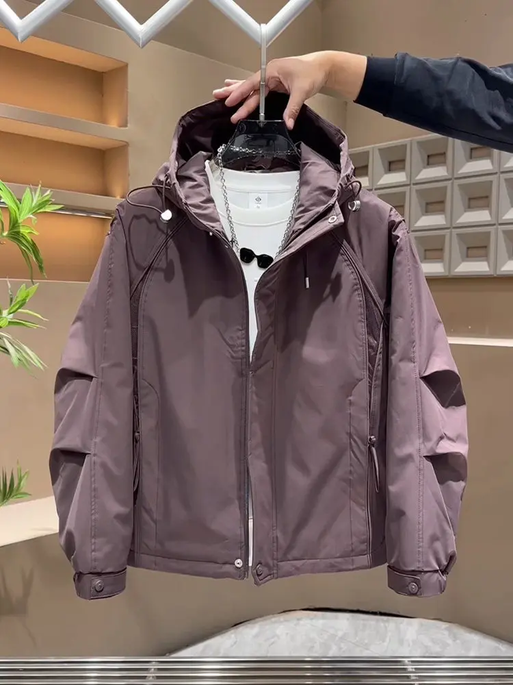 

Fall Winter Men's Cotton Jaet 2025 New Sle Warm Workwear ort Lightweight Windproof Zipper Closure Hooded Polyester Fiber
