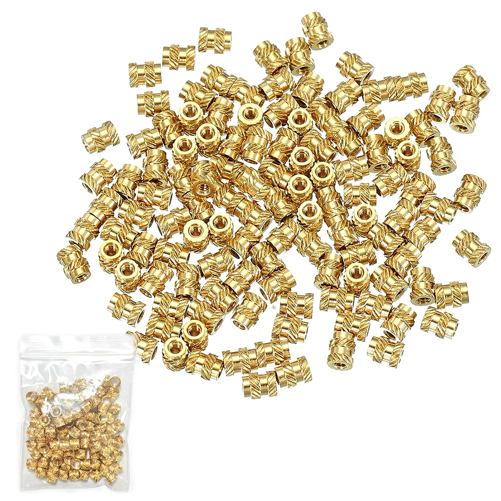 M1-M8 Solid Brass Copper Embed Insert Nut for Hot Melt Heat Injection Molding Double Twill Knurled Thread-3D Print Nuts Kit