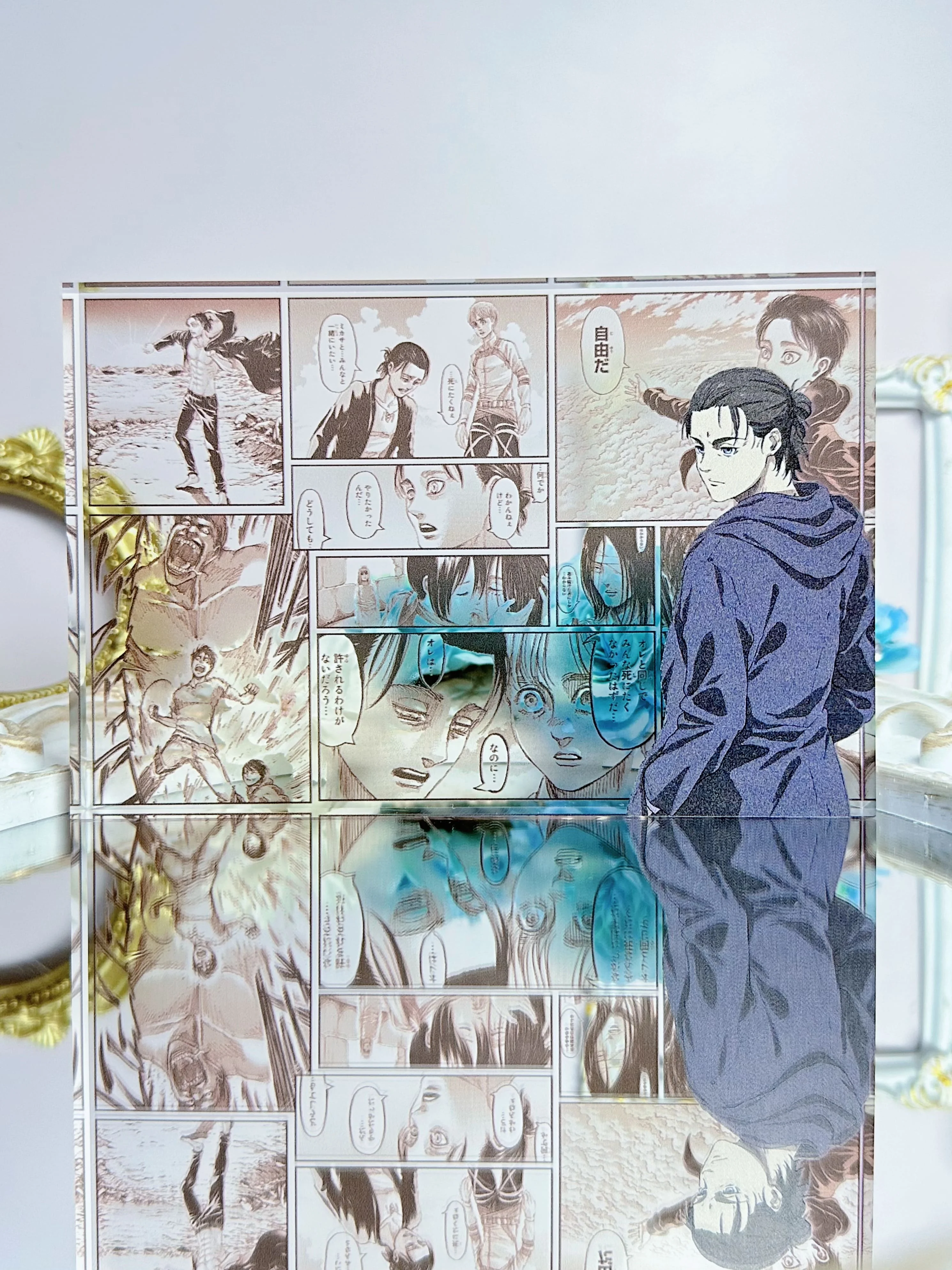 Anime  Attack On Titan Figure Eren Jaeger Comic Acrylic Brick Stand Desktop Ornament Toys Fans collect gifts