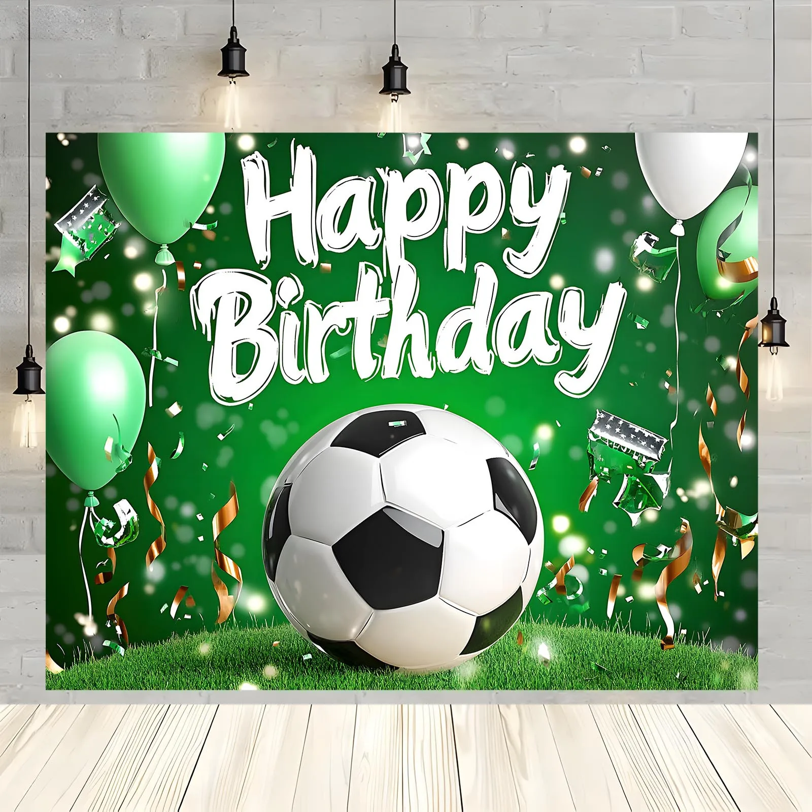 1pc Happy Birthday Football Backdrop Wall Banner - Multipurpose Decorative Fabric for Room and Garden