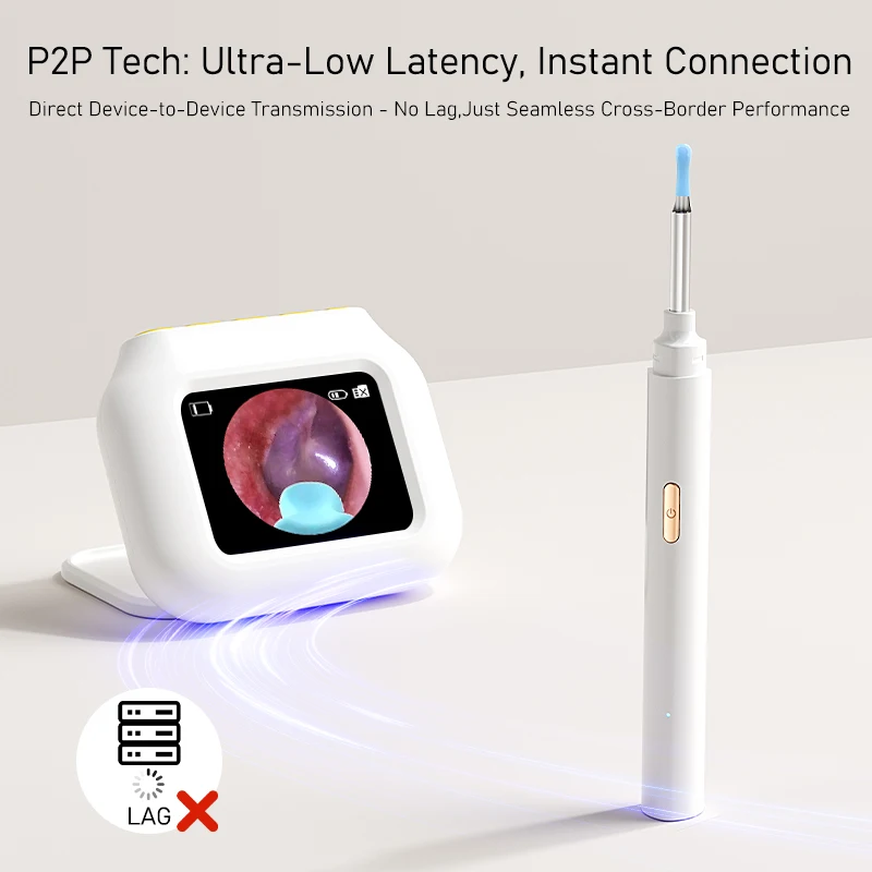 Point-to-Point Visual Otoscope P2P Video Ear Camera 2.8'' Screen 4.2mm 6LEDs Digital Ear Pick Ear Cleaning Endoscope