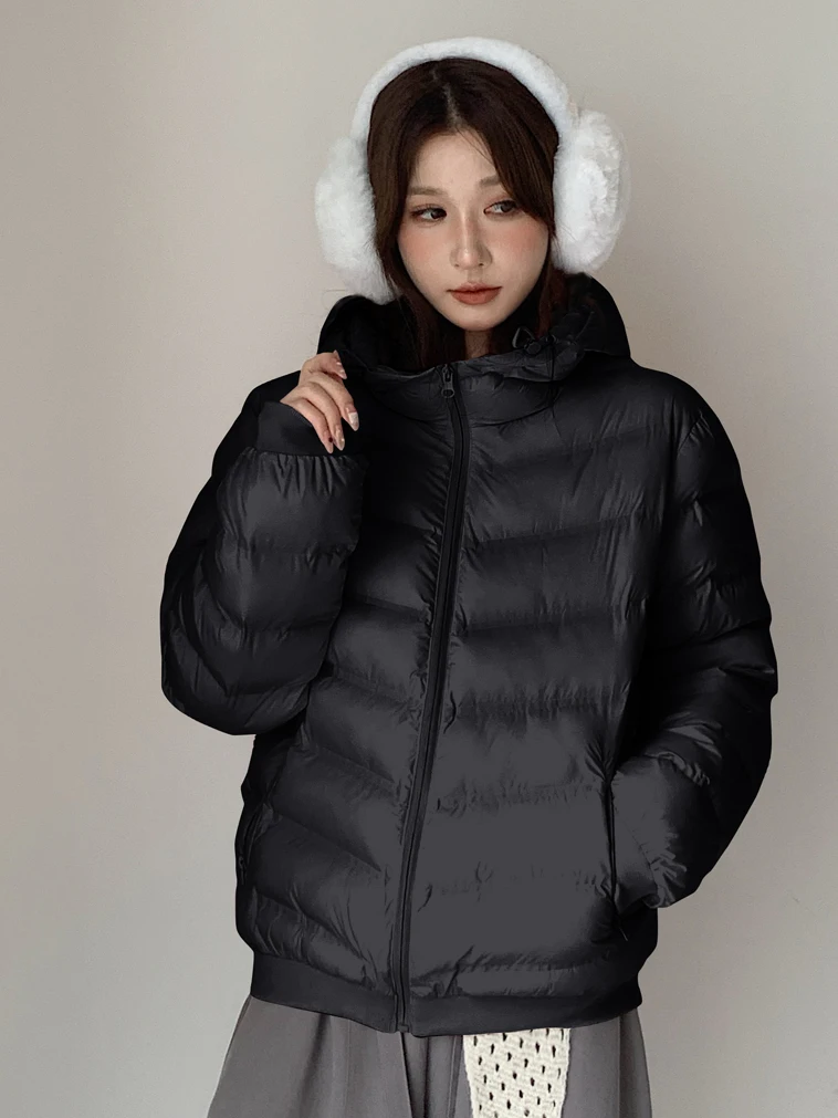 Women's Quilted Cotton Jacket Hooded Short Lightweight down Coat Loose Fit Small Size Friendly Winter Outerwear