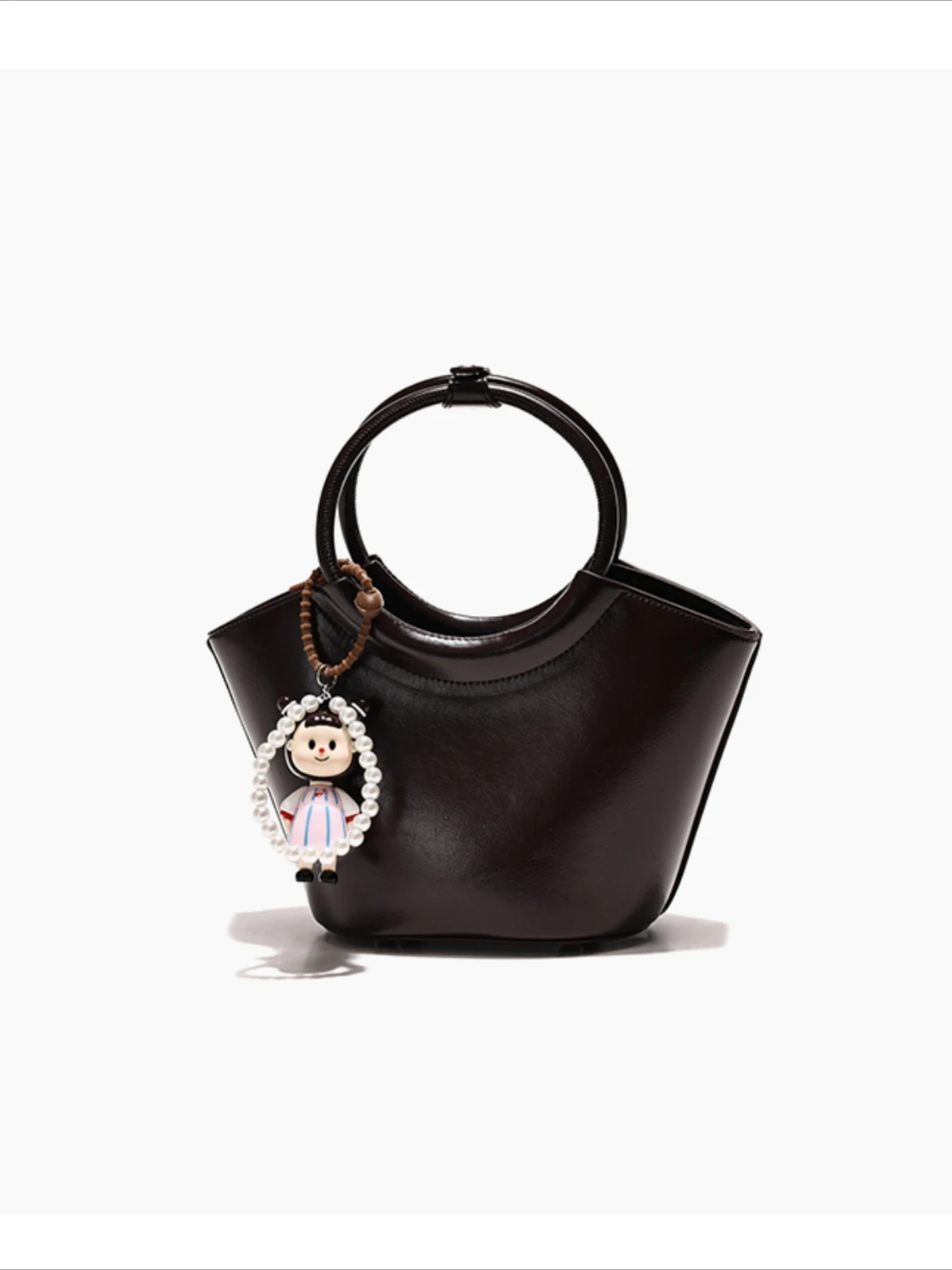 

Fashion glossy solid color women go out casual versatile portable bucket bag