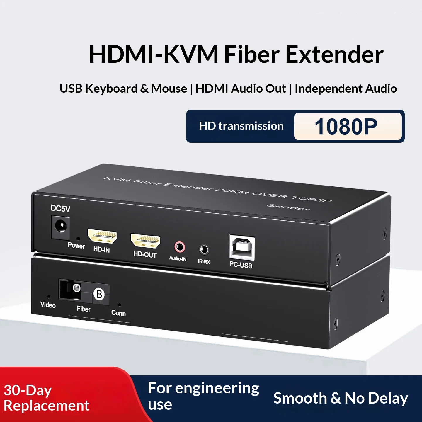 20KM HDMI KVM 광섬유 연장기 1080P 60HZ HDMI 광 트랜시버 SC 광섬유 포트 로컬 루프 아웃 USB 마우스 키보드 지원