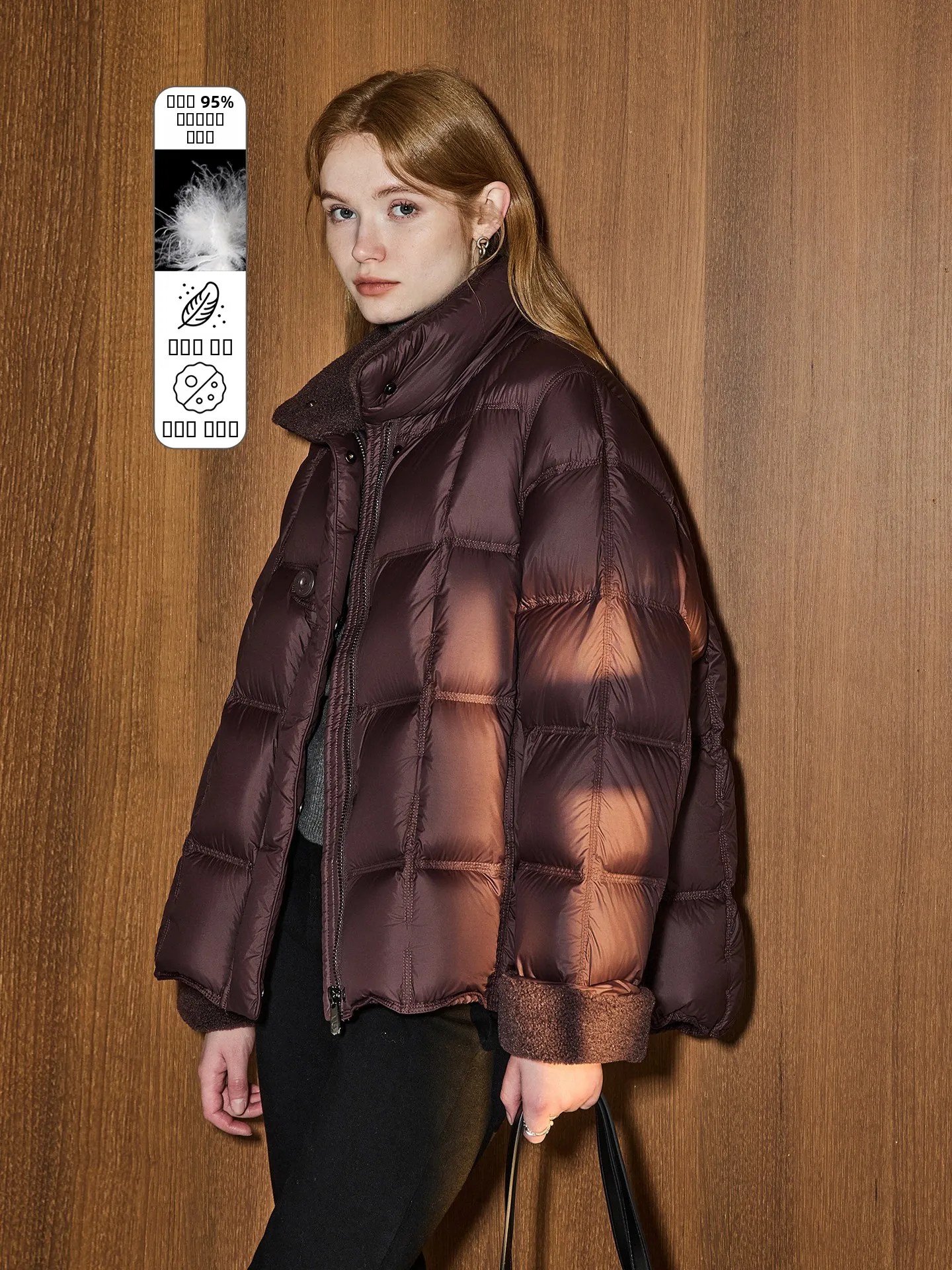 

KuNMaVi High nce Sensing Cherry Red Paint down Jaet Women's Winter New Sle 95% White Du down Coat
