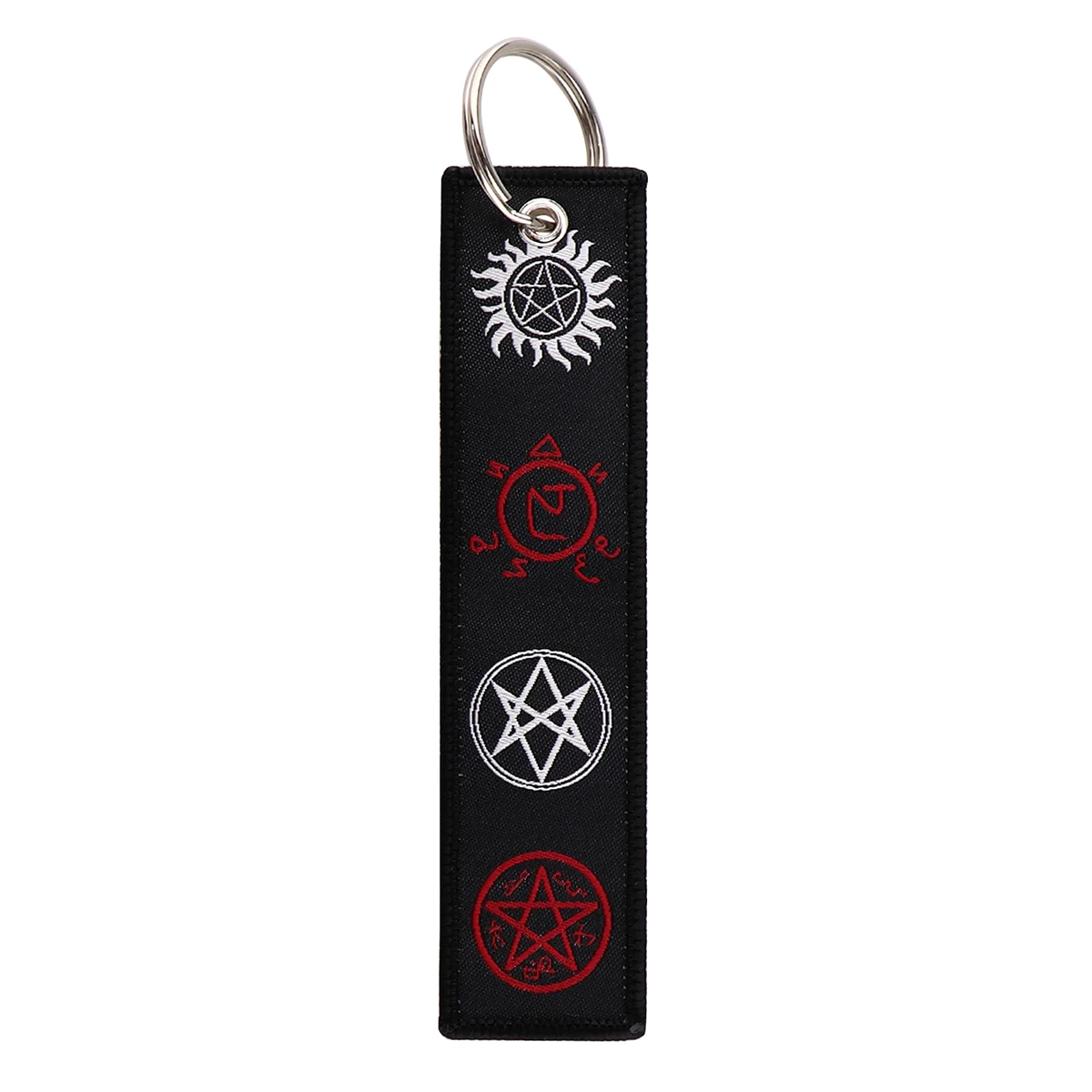 Supernatural Embroidery Keychain TV Show Jet Tag Key Ring for Car Motorcycle Woven Evil Power SPN Key Fobs Tags Chaveiro Jewelry view 5