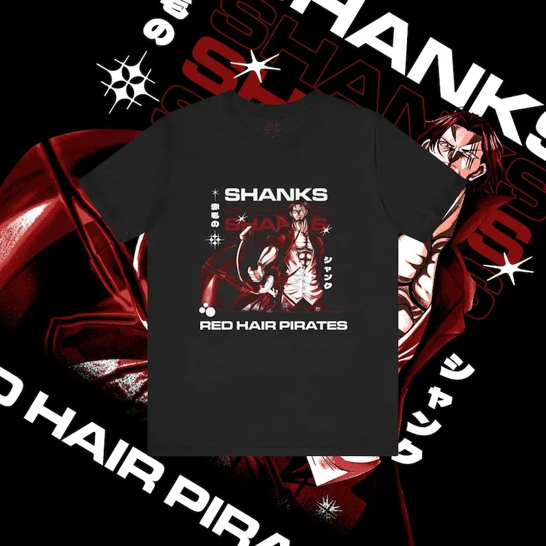 

Shanks Emperor Shirt One Piece Anime Red Pirates Ship Graphic tshirt Japanese Streetwear