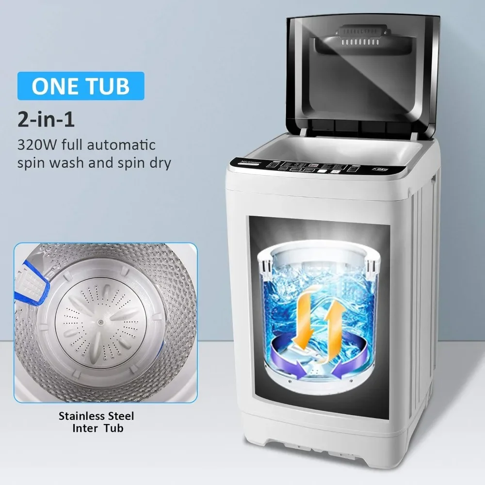 Portable Washing Machine, 17.8Lbs with Drain Pump & LED Display,10 Wash Programs 8 Water Level, 2.3 Cu.ft Full-Automatic Laundry