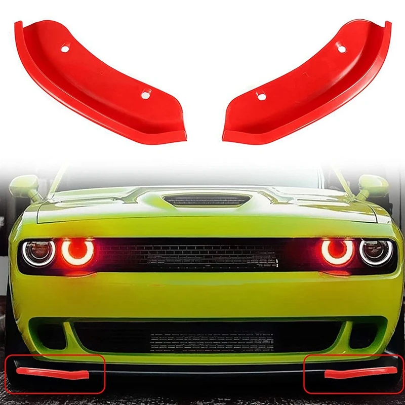 1Set For Dodge Challenger SRT Scat Pack Bumper Lip Splitter Protector Red 68327082AA 68327083AA Front