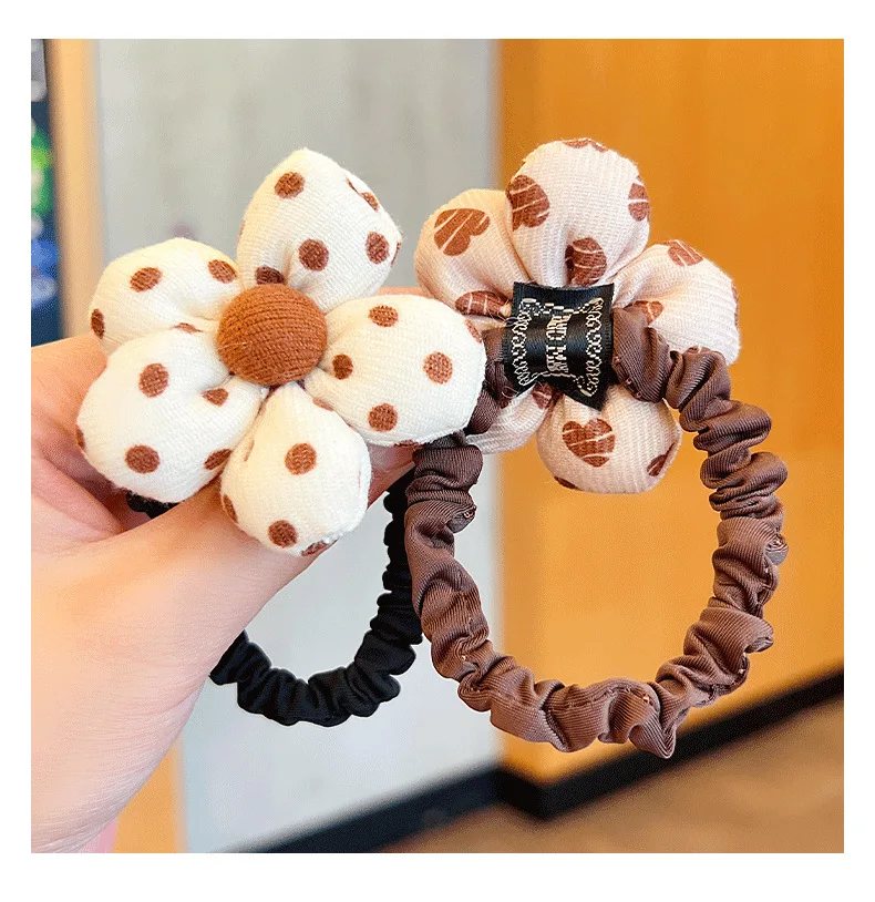 2023 Korean Cute Flower Scrunchie Children Girls Kid Elastic Hair Rubber Band Accessories Tie Hair Ring Rope Headdress Ornaments