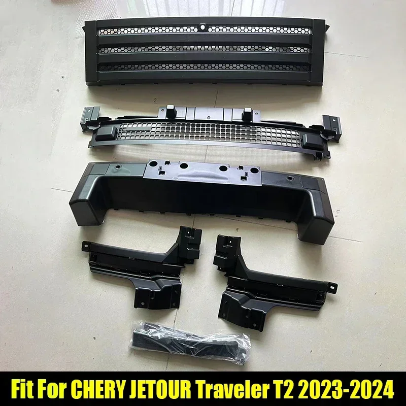 New! Car Matte Black Front Grille Suitable for CHERY Jetour Traveller T2 2023 2024 ABS Obsidian Grille Car Exterior Trims Access