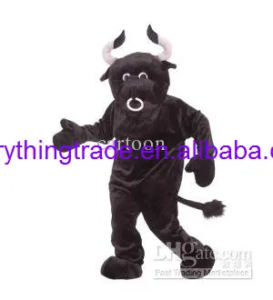 New Adult Hot Sale Foam Cute Black Bull Cartoon Mascot Costume Plush Christmas Fancy Dress Halloween Mascot Costume