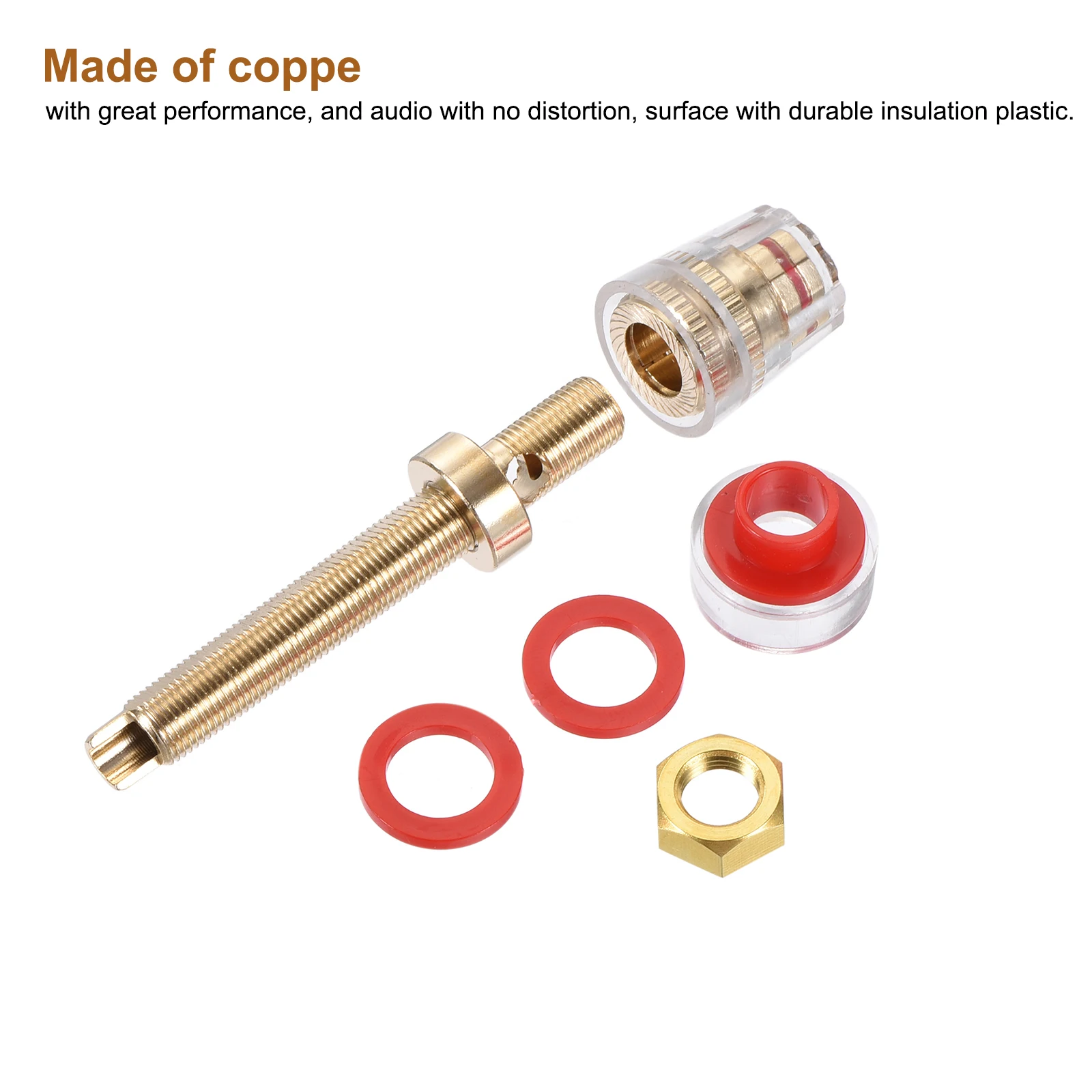 Poste de encuadernación chapado en oro, conector Banana de 4 piezas, amplificador, Terminal de altavoz, negro y rojo
