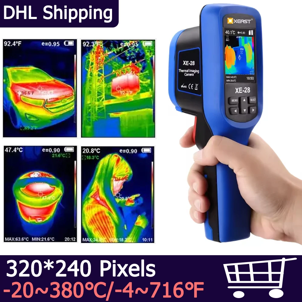 

Thermal Imaging Cameras XE-28 2.4''TFT 320x240 Pixels Color LCD Display 60x60 IR Resolution Handheld Thermal Imager