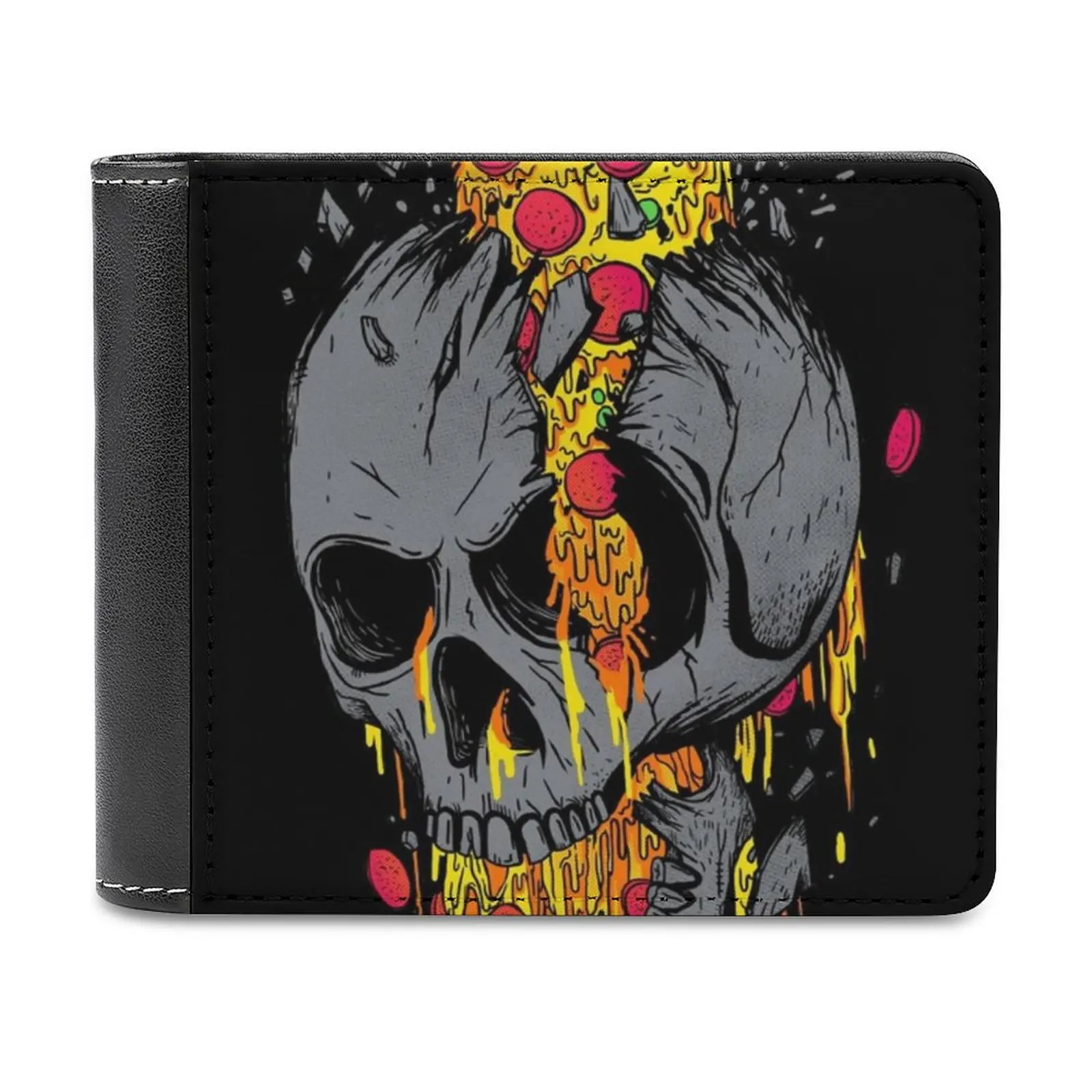 

Rest In Pizza Leather Wallet Credit Card Holder Luxury Wallet Skull Pizza Cheese Skateordie Personalized Wallet Pattern Leather