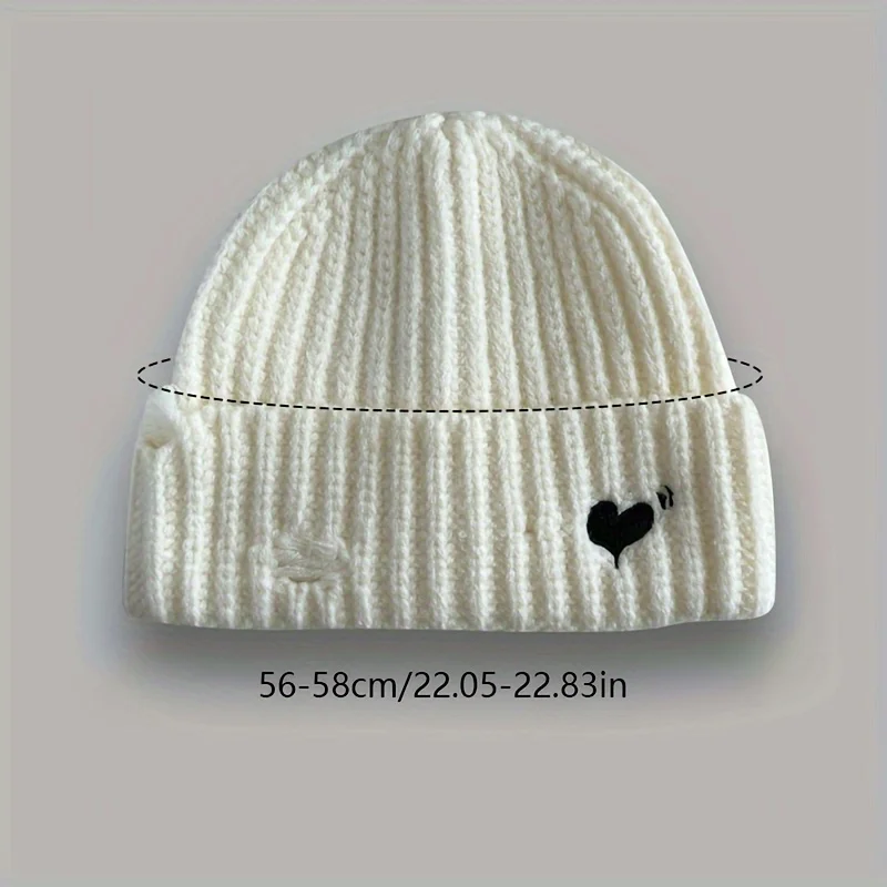 قبعة متماسكة على شكل قلب للنساء، الخريف والشتاء، محيط الرأس الكبير، تجعل الوجه يبدو أصغر، قبعة باردة دافئة لحماية الأذن للرجال