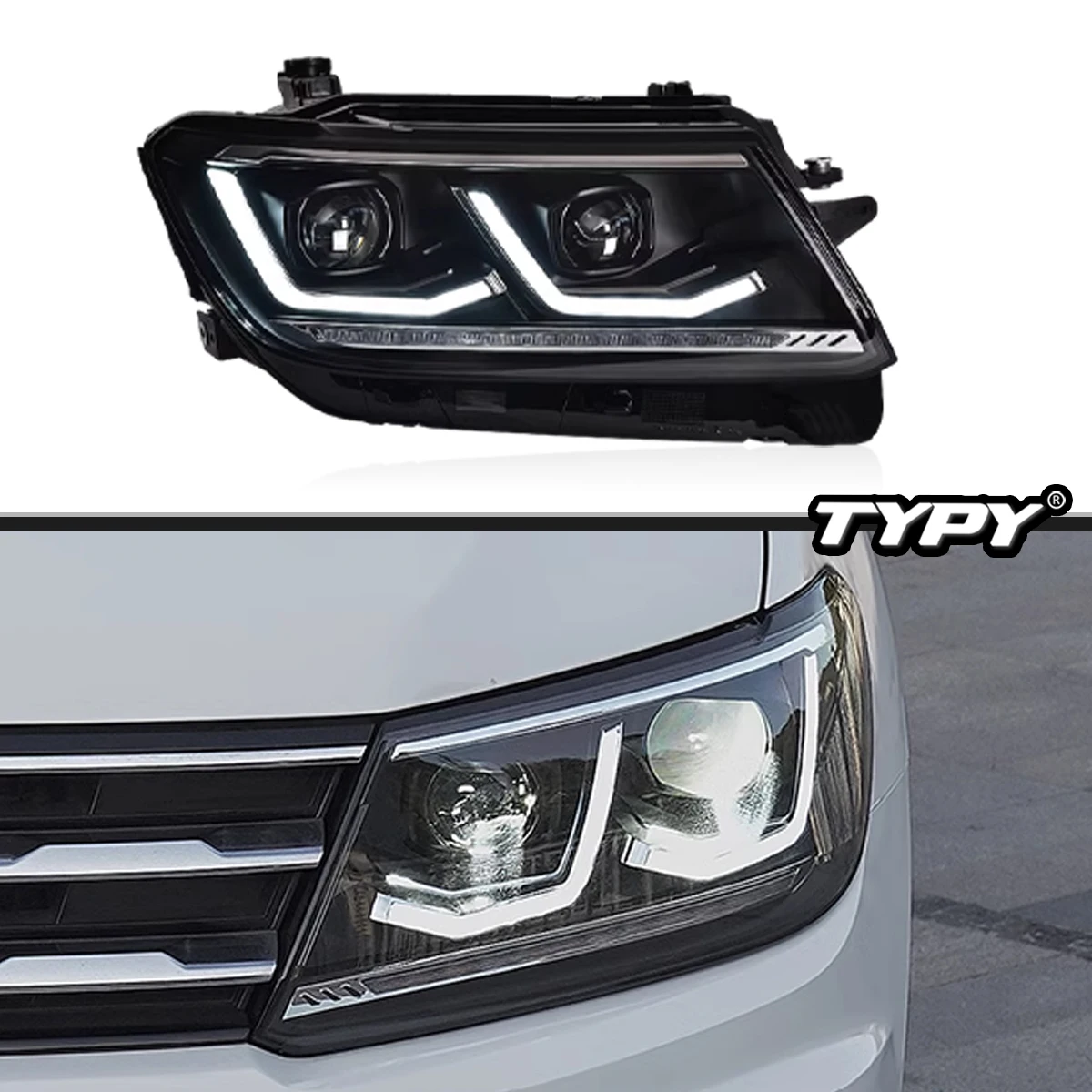 

TYPY New LED Head Lamp Upgrade Modified Headlight For VW Tiguan 2017-2020 Dynamic Signal Head Lamp Auto Accessories