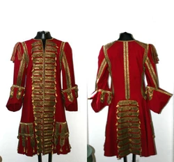 Victorian Elizabeth Men's Uniform Costume Suit Hook Cosplay Costume Captain Red Jacket Pirate Coat Theatre Costumes