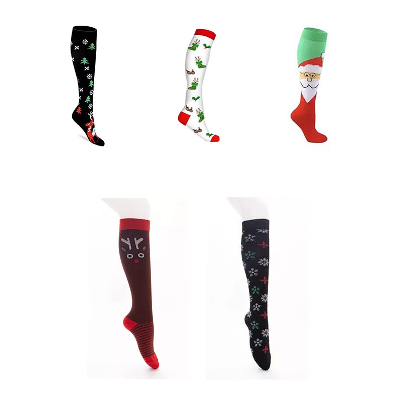 5 pairs lot pack women men elastic Christmas Compression stockings outdoor Nylon breathable sports soccer stocking protect feet
