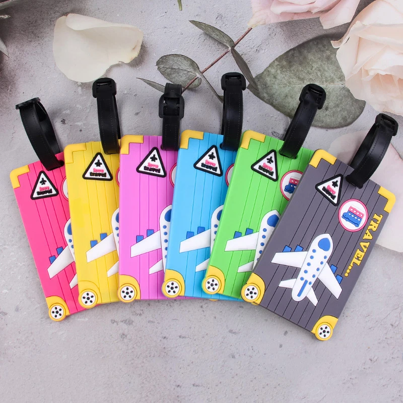 Soft PVC Luggage Tags Plane Pattern Cute Luggage Tag Creative Suitcase Tag Cartoon Boarding Passes Airplane Travel Accessories