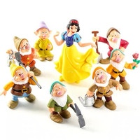 8Pcs/Set Disney Princess Q Vesion Snow White and The Seven Dwarfs Figure Toy Model Dolls Gift for Children Hot Fashion Decor