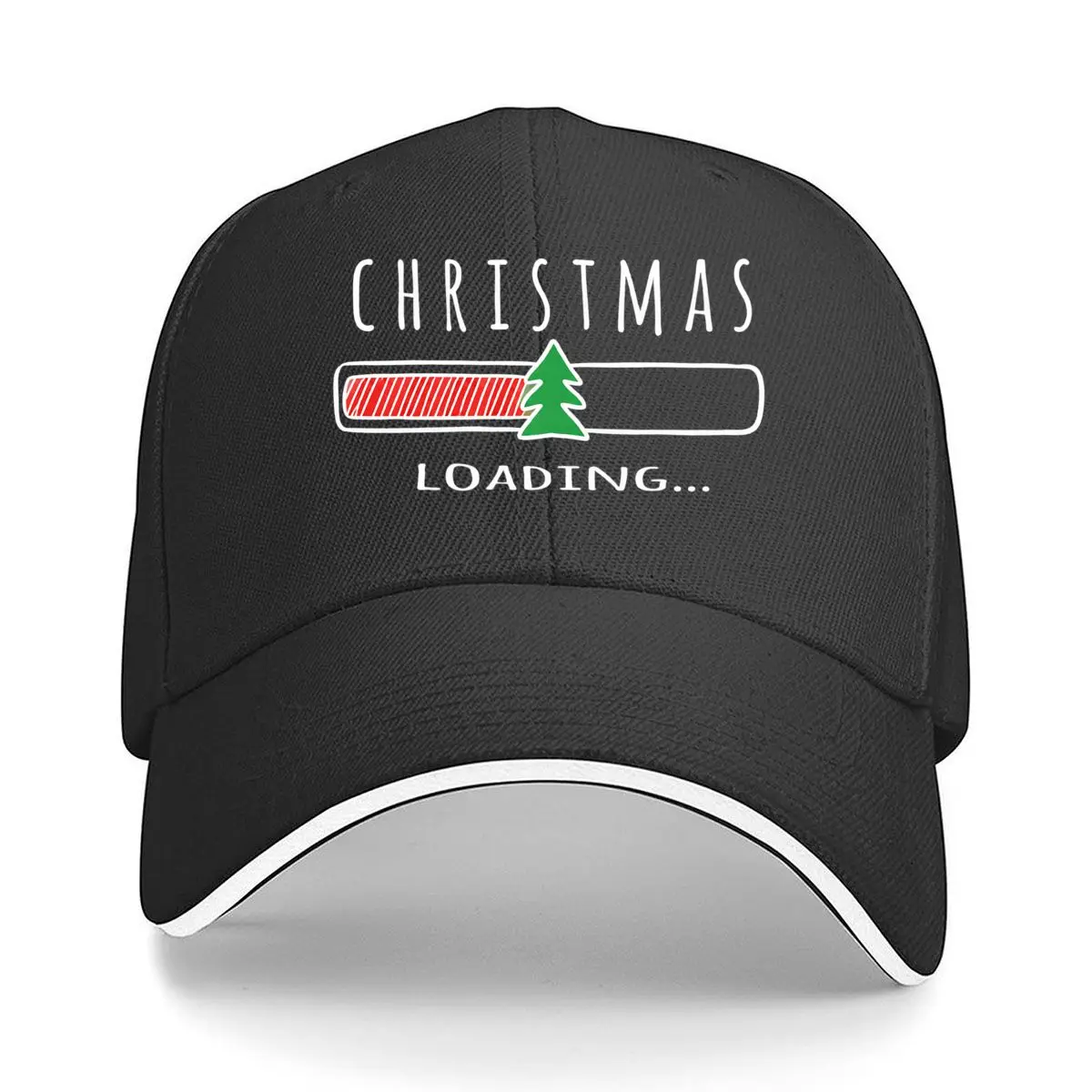Christmas Loading Tree Progress Bar Holiday Graphic Sandwich Baseball Cap Women Unisex Male