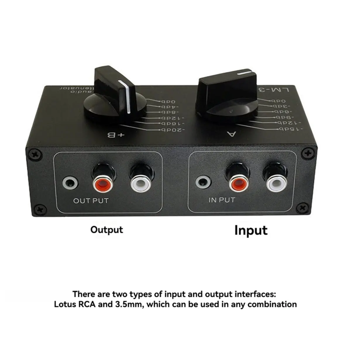 Passive Stereo Audio Attenuator Dual Channel Volume Preamp Level Attenuator Lossless Adjustable Combination Attenuator