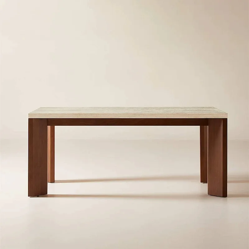 

Home Furniture Solid Wood Dining Table Travertine Top Rectangular Dining Table Kitchen Dining Room