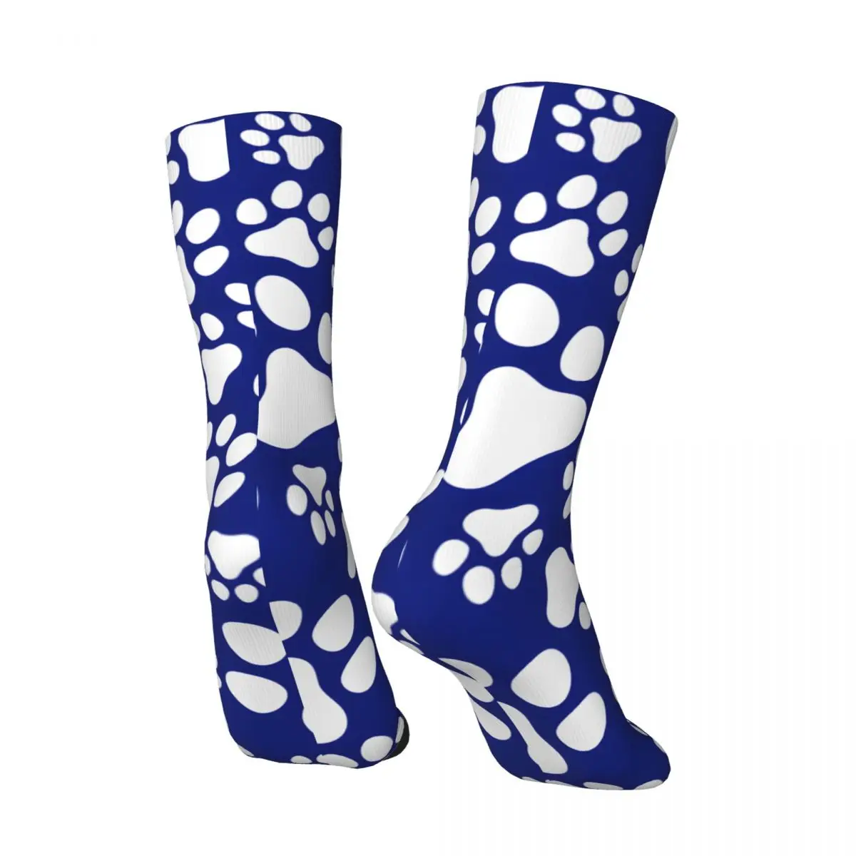 Retro Cute Dog Paw Seamless Pattern, White Paw Pattern Men's compression Socks Unisex Street Style Pattern Printed  Crew Sock