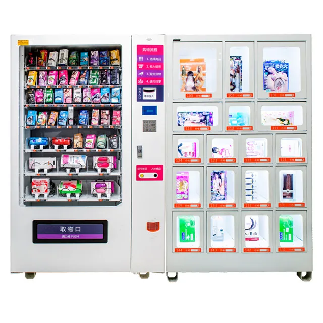 24h sex shop adult products vending machine with 18 locker cabinet