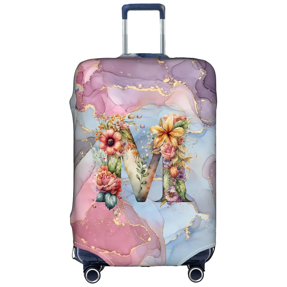 Luggage Cover Stretch Fabric Suitcase Protector Case Floral Letter Series Baggage Dust Case Cover Suitable 18-32 Inch Suitcase