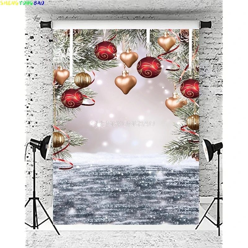 

Christmas Wooden Shelf Photography Backdrop Props Family Party Living Room Decor Teddy Bear New Year Holiday Background XM-05