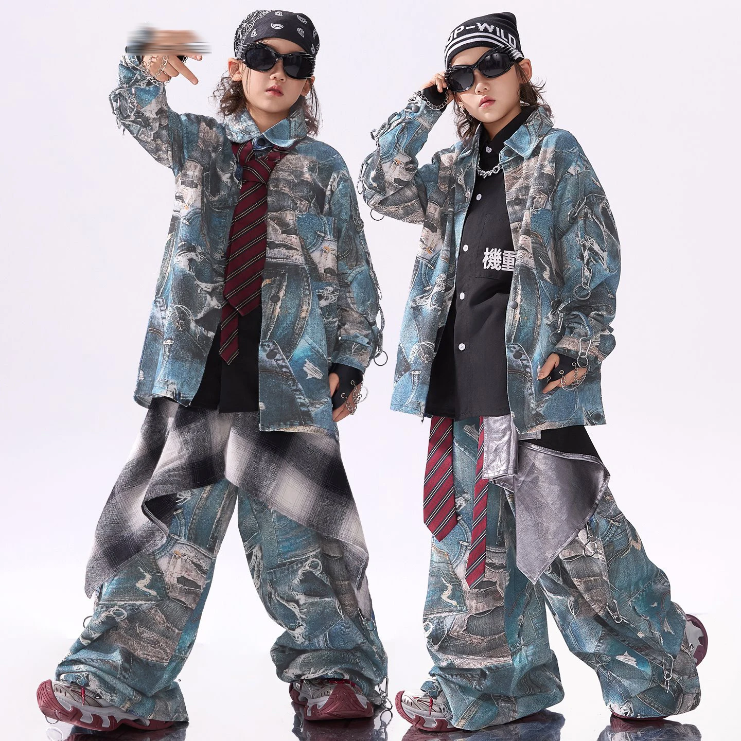 

Boys Street Dance Clothing Hip Hop Coat Pants Long Sleeves Blue Suit Girls Jazz Performance Costumes Concert Stage Wear BL17374