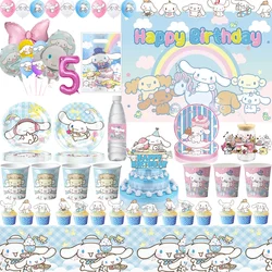 Cinnamoroll Dekoracje urodzinowe Cinnamoroll Zastawa stołowa Talerz Obrus Kubek Baby Shower Dziewczyny Ulubione prezenty Materiały imprezowe