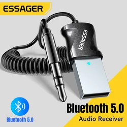 Essager Bluetooth5.0 Auxiliary Adapter USB to 3.5mm Jack Audio Wireless Handsfree Speaker Receiver USB Car Bluetooth Transmitter