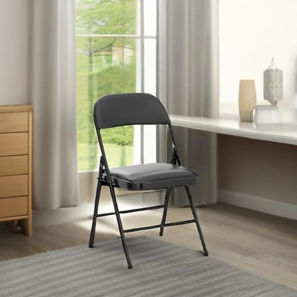 

4 Pack Folding Chairs with Padded Cushion and Back, Metal Chairs with Comfortable Cushion and Durable Steel Frame